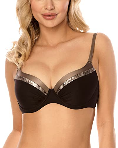 VIVISENCE Dam bikini bh push-up badmode bygelskal klassisk 3224, svart, 90D