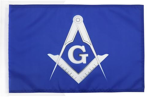 AZ FLAG Drapeau Franc-maçonnerie bleu et blanc 45x30 cm Cordelettes | Usage intérieur et extérieur Drapeau décoratif coutures doubles et bords renforcés polyester 100D