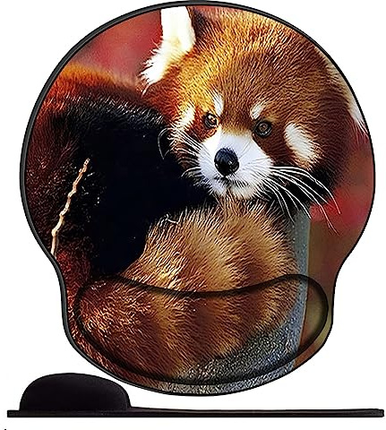 Tapis de Souris Ergonomique - Tapis de Souris Gamer avec Repose Poignet en Gel, avec Repose-Poignet Gaming Mouse Pad pour Ordinateur et Ordinateur Portable Animal Panda Roux