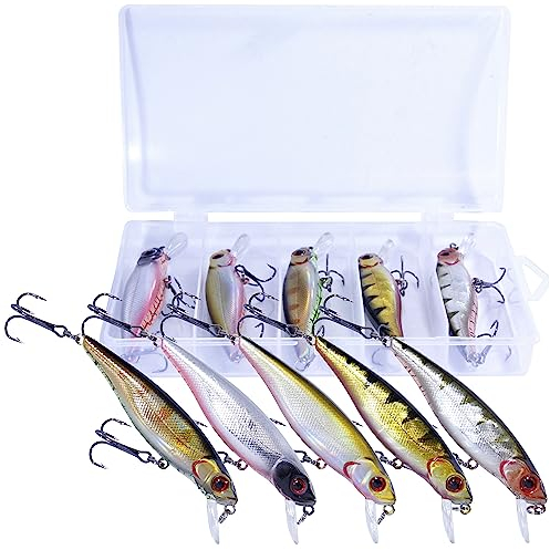 SEEJÄGER® Wobbler Kunstköder Set | 5 Stück | 9g | 8cm | Hecht Angelköder Zander Wobbler Barschköder Forellenköder Hardbait | Süßwasser und Salzwasser Angelset Angeln Raubfischköder Angelköder