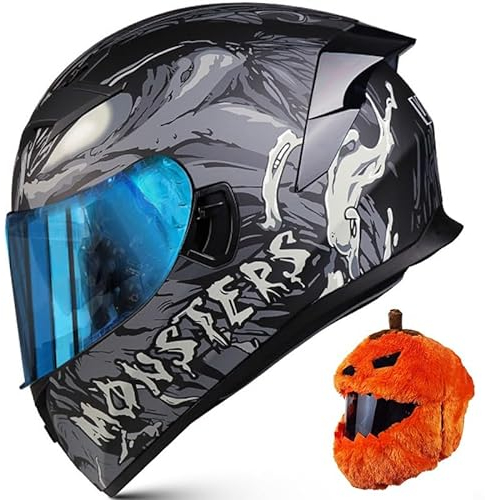 Integral-Motorradhelm, Motocross-Renn-Integral-Motorradhelm Mit Helmüberzug, DOT-Zugelassene Motorrad-Rennhelme Für Erwachsene, Männer Und Frauen D, XL=61~62CM
