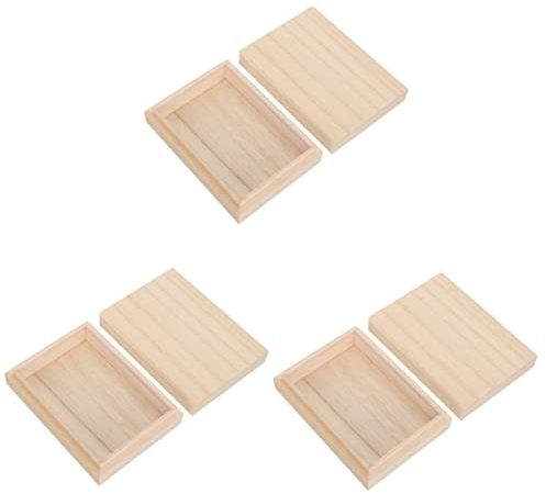 ABOOFAN 3st Spielkarten Holzkiste Leere Karten Aufbewahrungsbox Leerer Halter Decksboxen Leer Kartenspeicher-Organizer Spieldeckhalter Poker Natürliches Holz Geschenk Universal-