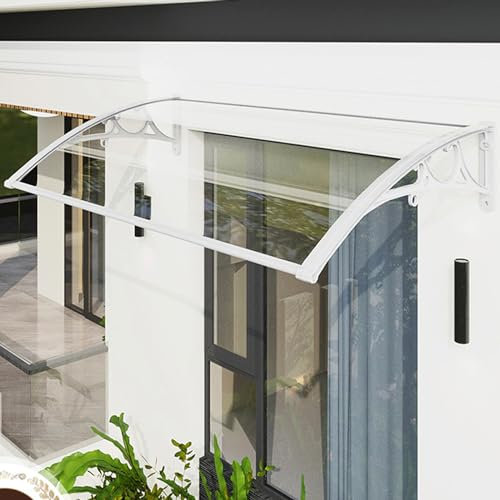 Türvordach,Uv-Schutz Regenschutz Vordach Überdachung Haustürvordach,Pultbogenvordach Transparent Polycarbonat Pultvordach Überdachung 2.5 Mm,Leicht Zusammenzubauen (80x260cm/32 x102)