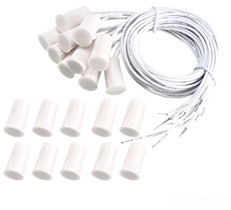 WIOSEN NC Einbau-Sicherheits-Fenster-Tür-Sensor, Alarm, magnetischer Reed-Schalter, weiß, RC-33, 10 Stück