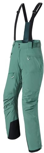 fit space Damen-Skihose, wasserdicht, 15.007 mm, abnehmbar, Stretch, Hosenträger, Winter, Alpine, Snowboardhose (Grün, Größe XS)