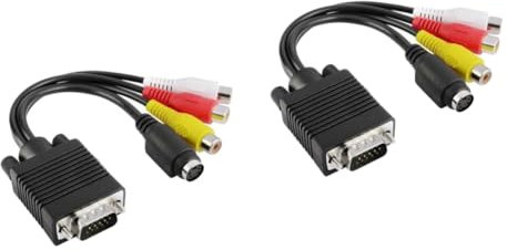 OSALADI 2pièces Câble Adaptateur Convertisseur Vga Svga vers S-Video Et Audio pour Pc Et Télévision Noir