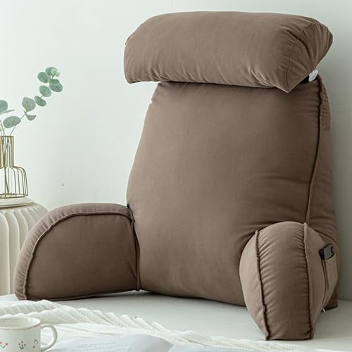 XIEMINLE Lesekissen für Bett, Rückenstützkissen, Lendenwirbelstützkissen, abnehmbares Nackenkissen, Sofakissen, ideal zum Lesen, Sitzen, Entspannen, 75 x 40 x 55 cm, Kaffee