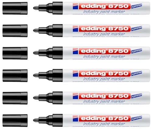 Edding 6 Stück 8750 Lackmarker Spezial Industrie schwarz 2-4 mm