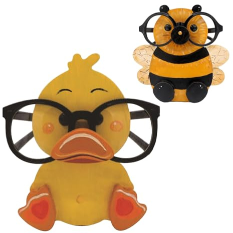 Brillenhalter Tier - Brillenständer Aus Holz - Lustige Handgeschnitzt Tierform Sonnenbrillenhalter Brillenablage - Gläser Display Aufbewahrung Geschenk Für Schreibtisch Home Office Deko (2 Stück)