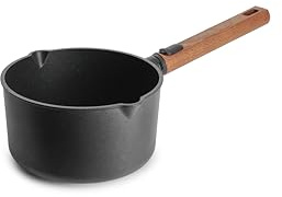 Woll Eco Logic QXR Saucentopf - Induktiv -, Ø 18 cm, 10 cm hoch, 2.0 Liter, mit abnehmbarem nachhaltigem Holzstiel - Geeignet für alle Herdarten, PFAS-frei, Antihaft-Versiegelung, Aluminiumguss