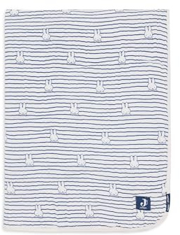 Jollein Babydecke Miffy Stripe Navy - 75x100cm - 100% Baumwolle - Für Babywiege - Musselindecke - 0.5 TOG - OEKO-TEX Zertifiziert