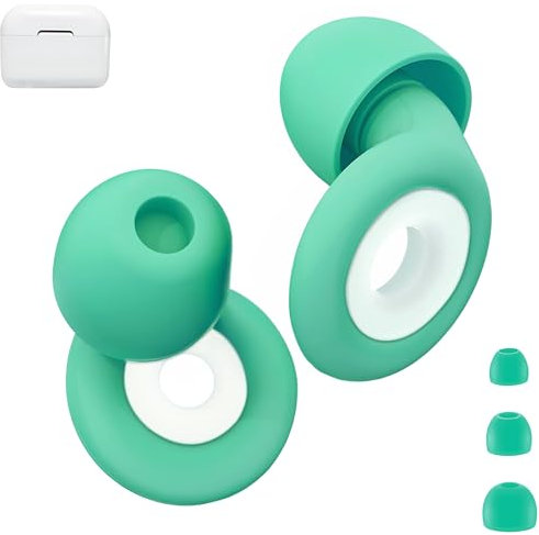 KOOTEC® Tapones Oídos Ruido Dormir de Silicona | Tapones oídos Cancelación de Ruido SNR 28dB | Tapones para Dormir, Estudiar, Trabajar, Leer, Nadar. (Verde/Blanco)