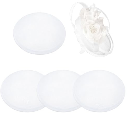 BENECREAT 4PCS Weißer Runder Fascinator-Hutsockel Im Vintage-Stil, 12.8 cm Leinennetz-Hutwarenbasis, Stoff-Sinamay-Basis Für Die Herstellung von Hochzeitspartyhüten, 2 cm Dick