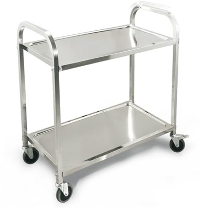 Drinnen Kommerziell küchenwagen mit Rollen, Metall Edelstahl barwagen, rollwagen auf Rollen, 360° Drehung servierwagen, Kitchen Trolley Mit Bremse, Geeignet for Restaurants, Lagerhallen, Hotels. (Col