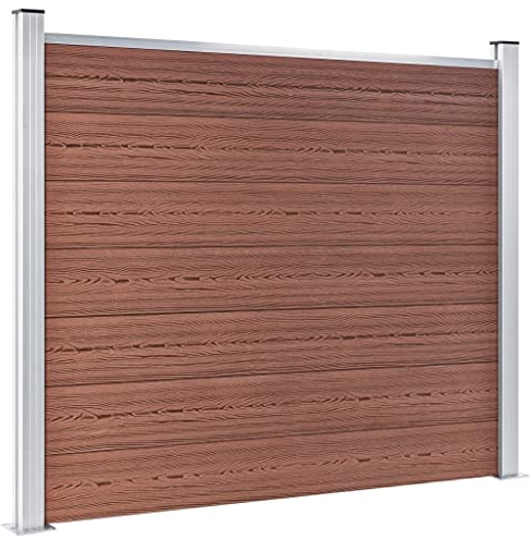 Kangmusi Zaunelement WPC 180x146 cm Braun, Doppelstabmattenzaun,Zaun Komplettset, kangmusi148980