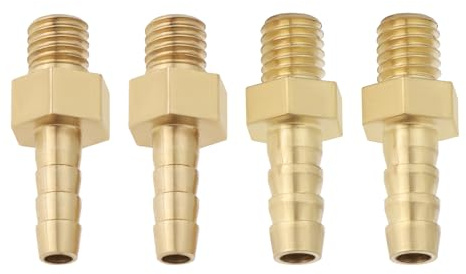 LT Easiyl 4 Stück Messing-Schlauchverbinder mit Widerhaken Metrisch M5 X 0,8–3 Mm Und M5 X 0,8–4 Mm für Teich-/Poolschlauchadapter Schlauchverbinder mit Außengewinde Rohrverschraubung Gold