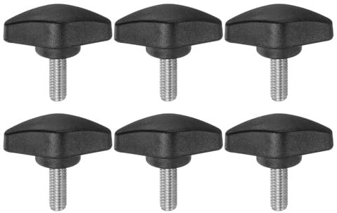 QUARKZMAN 6 Stück Rändelschraube Flügelschrauben Kunststoff T-Flügelknöpfe M6 x 16 mm Metrische männliche Gewindestifte T-Kopf Kunststoffknöpfe Daumenschraube, Schwarz