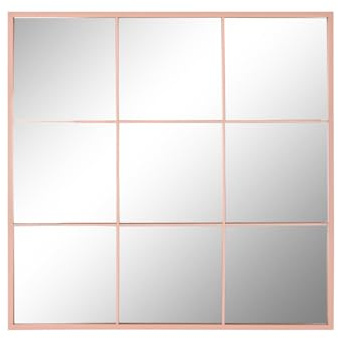 ESPEJO HIERRO CRISTAL 90X2X90 VENTANA ROSA PALO