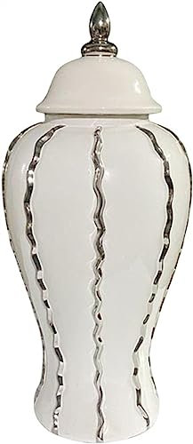 Small Mason Jars Temple Jar Flower Vase Centerpiece with Lid for Office Collection Silver (7.09x13.8inch)