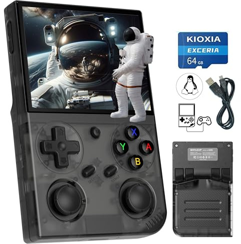 G350 Retro Game Console,Linux System RK3326 G350 Handheld Game Console Built-in 64G TF Card 4371 Games,3.5-inch IPS Screen, WiFi, Bluetooth HDMI Output, 3200mAh Battery