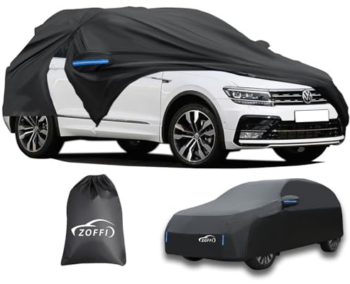 ZOFFI Universal Car Cover 6 Sizes With Driver Side Zip, All Weather Waterproof Scratchproof and UV Protection Fits Length 4.4M-4.6M SUVS