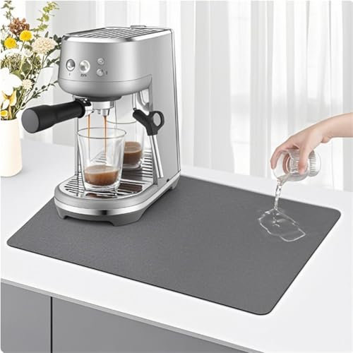 KitchenRaku Kaffeemaschine Abtropfmatte 30x40cm,abtropfmatte geschirr ,Saugstarke Trockenmatte Unterlage Für Kaffeemaschine (Grau)