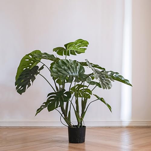 Planta Artificial Monstera Tropical En Maceta, Decoración Realista De Palma Falsa, Plantas Verdes Falsas, para Interiores Y Exteriores, Salones, Oficinas, Bodas(115cm/45.2in)