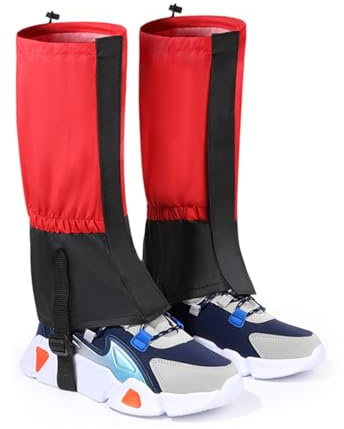 KLLOR Leg Gaiters,Polyester Snake Bite Protective Gaiters,Breathable Hiking Gaiters,Adjustable Ankle Gaiters,Suitable for Adults and Children(Red,Children's Model)