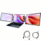 XUMIUZIY Dual Laptop Screen Extender, 14 FHD 1080P Triple Portable Screen Extender Monitor, 360° Rotation, 16:10 Detachable Dual Display for 14-16.5inch Laptops