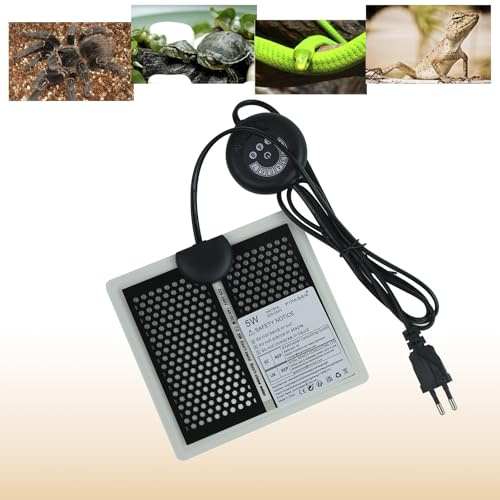FIPASEN Manta Calefactora para Reptiles, Tapetes Térmicos Terrarios con 7 Botones de Ajuste de Temperatura para Serpientes, Lagartos, Geckos, Arañas - Almohadilla Térmica para Reptiles (5W, 15x14CM)