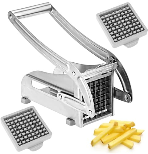 Stainless Steel French Fry Cutter With 2 Blades, Manual Lever Potato Slicer, Press Cutter For Easy Fry Preparation