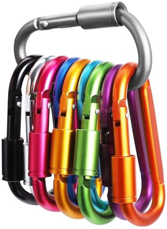 10er Pack Karabiner mit Schraubverschluss, Aluminium Schraubkarabiner, 82 mm großer Schnapper, Schlüsselanhänger Karabiner für Camping Angeln Wandern und Reisen Klettern Zubehör (10 Farben)
