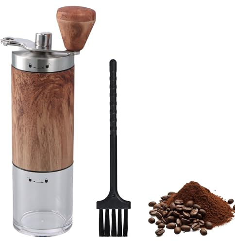 Manuelle Kaffeemühle, Tragbare Handkaffeemühle mit Abnehmbarem Griff, Kaffeemühle Manuell mit Keramikmahlwerk, für Zuhause, Büro, Camping und Reisen