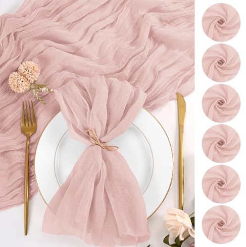 24 Stück Staubiges Rosa Käsetuchservietten, 50 x 50 cm Stoffservietten, große rustikale Boho-Gaze-Dinner-Serviette, waschbare Tischserviette für Hochzeit, Party, Brautparty, Babyparty, Tischdekoration