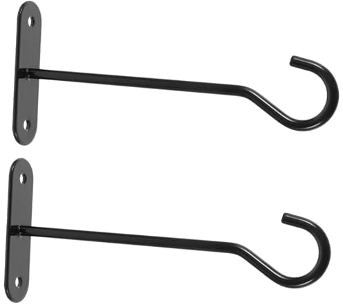 GALPADA Support Mural Stable et Facile à Retirer pour Plantes Suspendues en Fer et Abs Noir 2 Crochets Lot de 2 pour Jardins et Balcons
