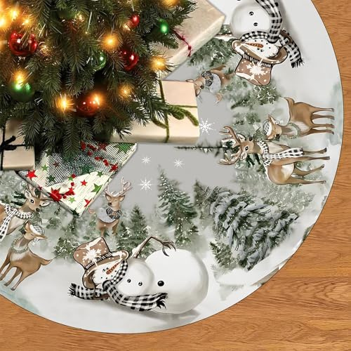 Jupe de Sapin de Noël Rond Tapis de Sapin de Noel Cache Pied Sapins de Noel Couvre-Pied Christmas Tree Skirt pour Décorations de Vacances de Fête(120cm)(03)