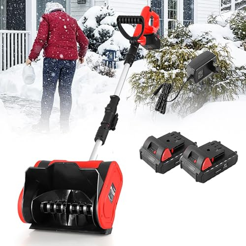 Lanzador de Nieve de Mano, Pala quitanieves Recargable de 20 V con Tapa del Compartimento de la batería y Mango Frontal Ajustable, Adecuado para Carreteras, Parques Escolares y Uso doméstico