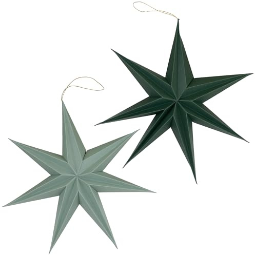 matches21 HOME & HOBBY Weihnachtsdeko Sterne zum Aufhängen Grüntöne 2er Set - 20 cm Papier Weihnachtsbaumschmuck