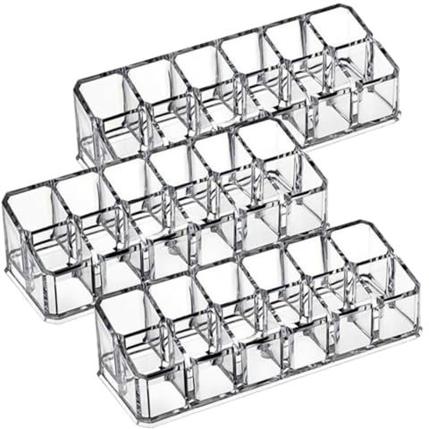 Angoily Set 3 Pezzi Porta Rossetto da Tavolo 12 Scomparti Organizzatore per Rossetti e Lucidalabbra Design Compatto e Resistente per Uso Domestico e Camera da Letto