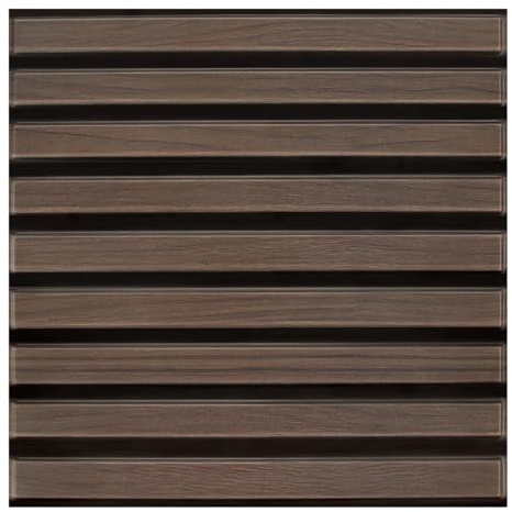 3D-väggpaneler, självhäftande, träutseende, 10 stycken 30 x 30 cm, 3D-väggbeklädnad, självhäftande, träutseende, tapet, 3D, PVC, väggpaneler för väggdekoration(Mörkbrunt trä)