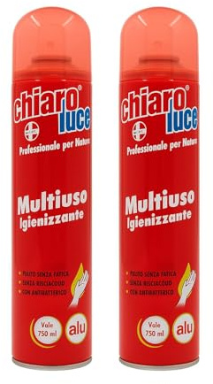 Detergente Multiuso Igienizzante Spray, 750 ml, Sgrassante, per Superfici Lavabili, Set da 2/6/12 Bombolette (x2)