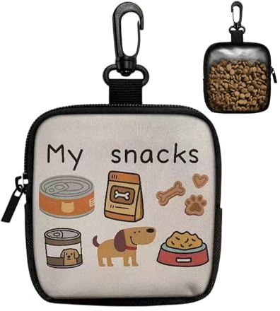 Hund godisväska, bärbar förvaringsbehållare för foder, belöningspåse för valpar och små djur, för utomhus camping vandring snacks på vägen