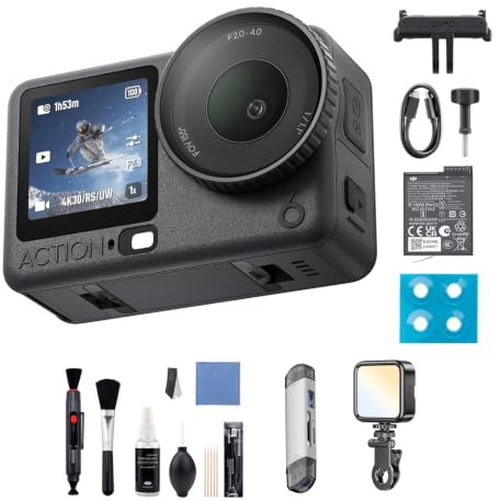 DJI Osmo Action 6 Essential Combo, Action Camera With 1/1.1″ Square Sensor, 4hrs Battery, Variable Aperture of f/2.0–f/4.0, Action Camera 8K (Osmo Action 6 Essential Combo Bundle)