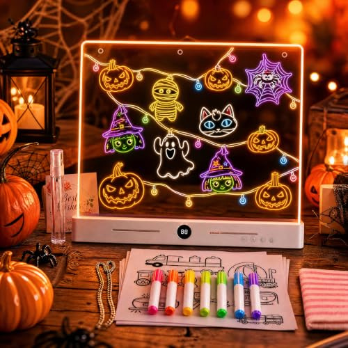 Pizarra LED Luminosa, Pizarra Magica Niños 30x20cm,7 Colores,3 Modos de Luz
