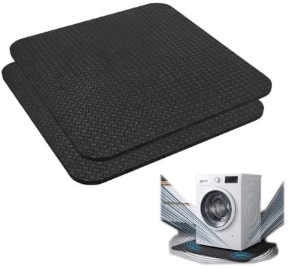 Tvättmaskinsunderlägg, 2 stycken halkfria antivibrationsmattor 60 x 60 cm | Tvättmaskinsunderlägg, antivibrationsmatta tvättmaskin halkfri matta för tvättmaskin torktumlare kylskåp (svart)