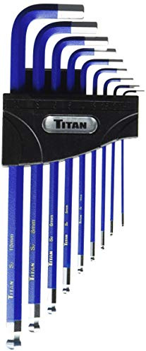 Titan 12714 9-Piece Extra-Long Arm Ball Tip Metric Hex Key Set