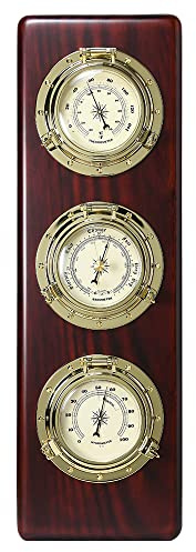 Ambient Weather WS-GL032 Porthole Collection Weather Center with Thermometer, Hygrometer, Barometer