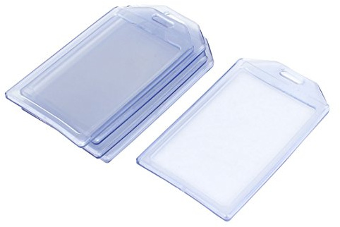 sourcing map 5 Stück ID-Kartenhalter PVC Vertical ID Badge Arbeiten mit Kartenfächern Ausweishülle, Transparent/Blau