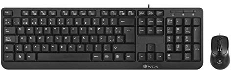 NGS COCOAKIT Kit de Teclado Multimedia y Ratón Óptico con Cable, 1000dpi, USB (QWERTY Portugués)