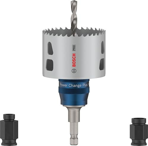 Bosch 5 x Pro Multi Material Power Change Plus - Juego de iniciación (para madera blanda, paneles de yeso, diámetro de 68 mm, taladro y destornillador)
